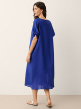Load image into Gallery viewer, 100% Linen Bow-Tie Cuff Split-Hem Midi Dress JESSAMINE

