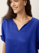Load image into Gallery viewer, 100% Linen Bow-Tie Cuff Split-Hem Midi Dress JESSAMINE

