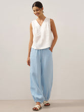 Load image into Gallery viewer, 100% Linen Broad Elastic Waistband Pants TALIA
