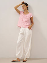 Load image into Gallery viewer, 100% Linen Broad Elastic Waistband Pants TALIA
