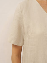 Load image into Gallery viewer, 100% Linen Button Front V-Neck Midi Dress NOA
