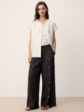 Load image into Gallery viewer, 100% Linen Buttoned Slit-Hem Pants KATYA
