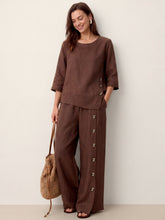 Load image into Gallery viewer, 100% Linen Buttoned Slit-Hem Pants KATYA
