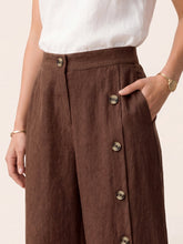 Load image into Gallery viewer, 100% Linen Buttoned Slit-Hem Pants KATYA
