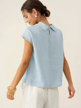 Load image into Gallery viewer, 100% Linen Cap Sleeve Soft-Fold Collar Top YVONNE
