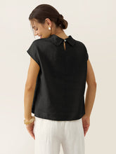 Load image into Gallery viewer, 100% Linen Cap Sleeve Soft-Fold Collar Top YVONNE
