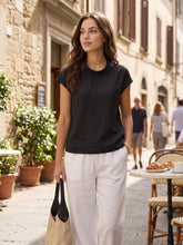 Load image into Gallery viewer, 100% Linen Cap Sleeve Soft-Fold Collar Top YVONNE
