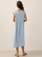 Load image into Gallery viewer, Linen Striped Cap Sleeve Washed Maxi Dress JOAN

