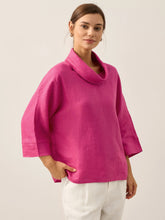 Load image into Gallery viewer, 100% Linen Dropped Collar Long-Sleeve Top TRISTAN
