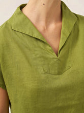 Load image into Gallery viewer, 100% Linen Collared Cap Sleeve Top IVY

