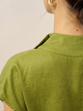 Load image into Gallery viewer, 100% Linen Collared Cap Sleeve Top IVY
