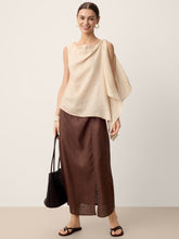 Load image into Gallery viewer, 100% Linen Cowl-Neck Asymmetric Top LEVINA
