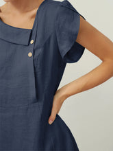 Load image into Gallery viewer, 100% Linen Crescent Collar Flutter Sleeve Midi Dress FIONA
