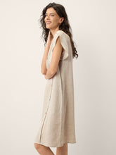 Load image into Gallery viewer, 100% Linen Crescent Collar Ruffle Sleeve Mini Dress THERESA
