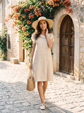 Load image into Gallery viewer, 100% Linen Crescent Collar Ruffle Sleeve Mini Dress THERESA
