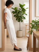 Load image into Gallery viewer, 100% Linen Convertible Drawstring Hem Elasticated Waist Wide-Leg Pants YSELINE
