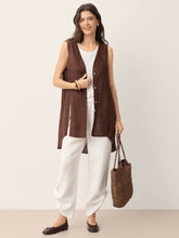 Load image into Gallery viewer, 100% Linen Convertible Drawstring Hem Elasticated Waist Wide-Leg Pants YSELINE
