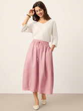 Load image into Gallery viewer, 100% Linen Drawstring Lantern Maxi Skirt with Pockets ROXANNE
