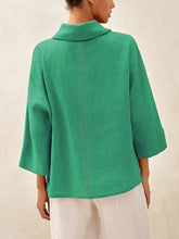 Load image into Gallery viewer, 100% Linen Dropped Collar Long-Sleeve Top TRISTAN
