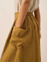 Load image into Gallery viewer, Linen Checked Elastic Waist Skirt ONYX
