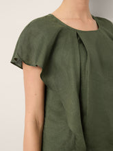 Load image into Gallery viewer, 100% Linen Flutter Sleeve Sculpted Pleat Top DRUSILLA
