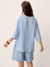 Load image into Gallery viewer, 100% Linen Frog-Button Split-Neck Shirt GISELA
