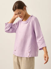 Load image into Gallery viewer, Linen Round Soft-Fold Collar Top ANAIS
