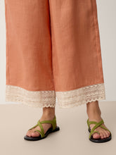 Load image into Gallery viewer, 100% Linen Lace-Hem Wide-Leg Pants DARBY

