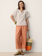 Load image into Gallery viewer, 100% Linen Lace-Hem Wide-Leg Pants DARBY
