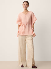 Load image into Gallery viewer, 100% Linen Lace-Panel Split-Hem Pants BRONTE
