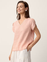 Load image into Gallery viewer, 100% Linen Lace-Trim Puff-Sleeve Top NIA
