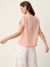 Load image into Gallery viewer, 100% Linen Lace-Trim Puff-Sleeve Top NIA
