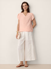 Load image into Gallery viewer, 100% Linen Lace-Trim Puff-Sleeve Top NIA

