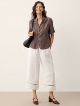 Load image into Gallery viewer, 100% Linen Lace Trim Cropped Pants GILLIAN
