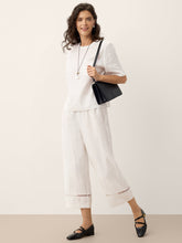 Load image into Gallery viewer, 100% Linen Lace Trim Cropped Pants GILLIAN
