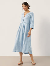 Load image into Gallery viewer, 100% Linen Loose Fit Button Waist Gathered Maxi Dress LUNA
