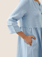 Load image into Gallery viewer, 100% Linen Loose Fit Button Waist Gathered Maxi Dress LUNA
