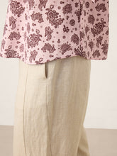 Load image into Gallery viewer, Linen Paisley Pintucked Ruffle-Cuff Curved Hem Blouse ILARIA
