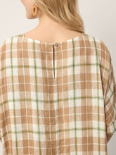 Load image into Gallery viewer, 100% Linen Plaid Deep V-Neck Drop Shoulder Side Slit Maxi Dress LESLIE
