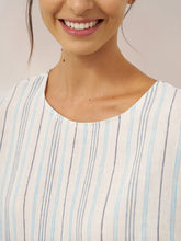 Load image into Gallery viewer, 100% Linen Pleated Striped Pullover Top VIA
