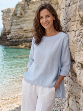 Load image into Gallery viewer, 100% Linen Round Neck Artistic Stripe Top FLORENCE
