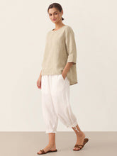 Load image into Gallery viewer, 100% Linen Round Neck Asymmetrical Hem Top BRIANNA
