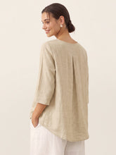 Load image into Gallery viewer, 100% Linen Round Neck Asymmetrical Hem Top BRIANNA
