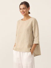 Load image into Gallery viewer, 100% Linen Round Neck Asymmetrical Hem Top BRIANNA
