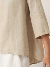 Load image into Gallery viewer, 100% Linen Round Neck Asymmetrical Hem Top BRIANNA

