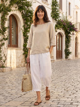 Load image into Gallery viewer, 100% Linen Round Neck Asymmetrical Hem Top BRIANNA
