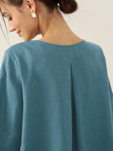 Load image into Gallery viewer, 100% Linen Round Neck Asymmetrical Hem Top BRIANNA
