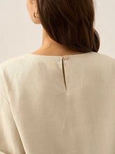Load image into Gallery viewer, 100% Linen Round Neck Button Detail Midi Dress JELENA
