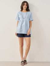 Load image into Gallery viewer, 100% Linen Round Neck Pleated Pullover Top QUINLAN
