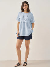 Load image into Gallery viewer, 100% Linen Round Neck Pleated Pullover Top QUINLAN

